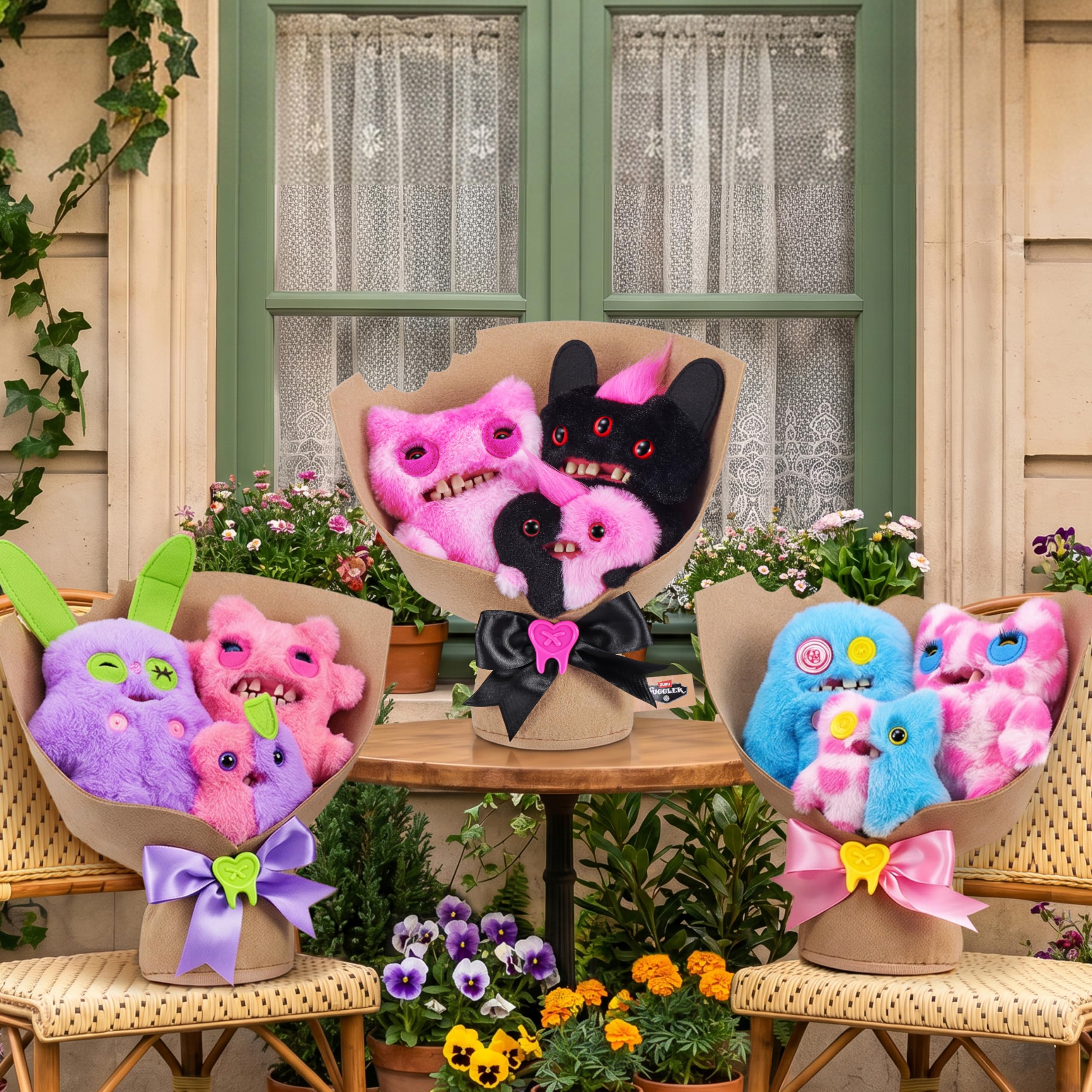 ぬいぐるみ・マスコット Fuggler bouquet Fuggler Bouquets 2 x 9 Inch + 1 x 3.5 Inch Plush Set (Rabid Rabbit